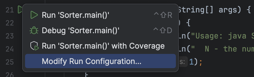 Edit run configurations